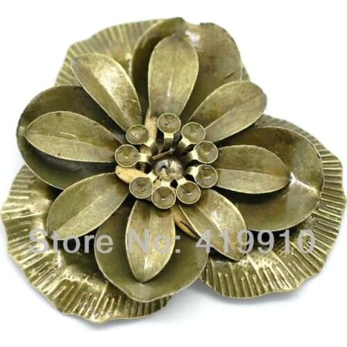 Free shipping-10Pcs Antique Bronze Filigree Flower Embellishments Connectors Crafts Gift Decoration DIY Findings 4.4x4cm J0641