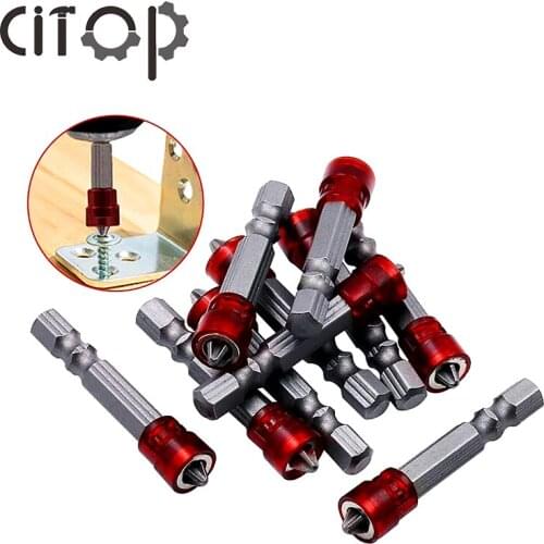Citop 1PCS 48mm Screwdriver Bit Short Type Steel Tool Hand Cross Head Screwdriver With Magnetic Circles Hex Shank Drill Bit