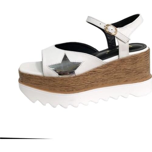 Women Shoes High Heel 8cm Square Toe Sandals Summer Platform Sandals Wedges Heels Casual Women Creepers Sandals Femme Shoes