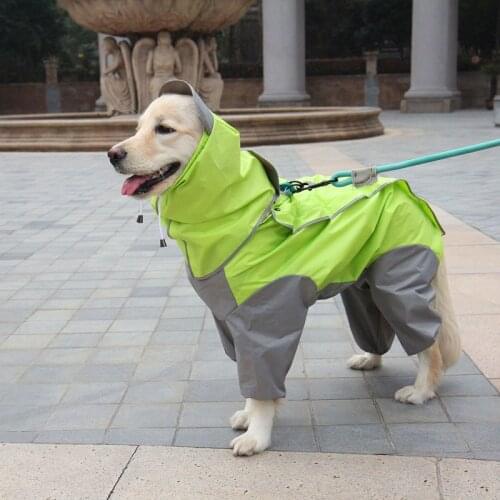 Pet Raincoat 4 Feets Waterproof Clothes Dogs Rain Jacket Rainwear Jumpsuits With Hood For Small Medium Large Pet Dogs Rain Coat