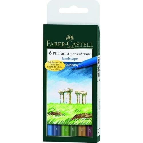 Faber-Castel FC167105 Pitt Artist Color Brush Wallet Set (6 Pack), Landscape, Assorted