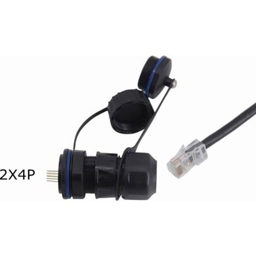 IP68 RJ45 Waterproof Connector Extension Female Cable M20 8P8C CAT5E Network Cable Plug Socket With 2 caps