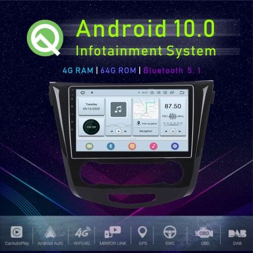 JSTMAX 10.2" Android 10.0 Car GPS Player For Nissan Qashqai 2014 2015 2016 2017 Multimedia Radio Player
