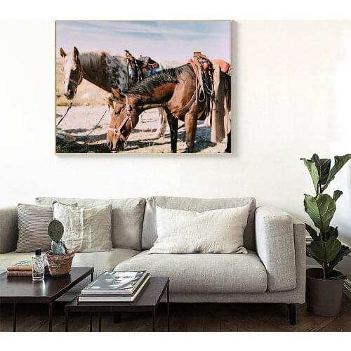 Two Running Horses Canvas Oil Painting Art Animals Wall Art Poster Picture Decor For Living Room Home Decor Wall Print Painting