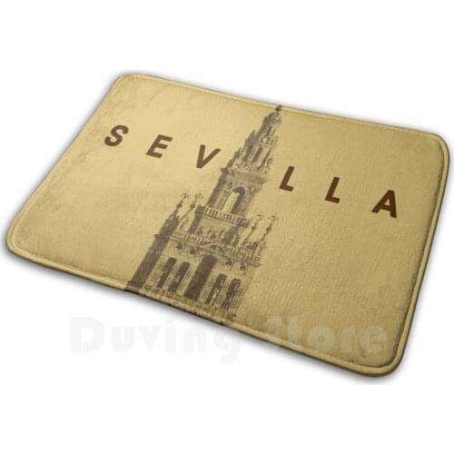 Sevilla Monument - Yellow - Spain - Seville City Soft Non-Slip Mat Rug Carpet Cushion Minaretes Sevilla Arte Musulman
