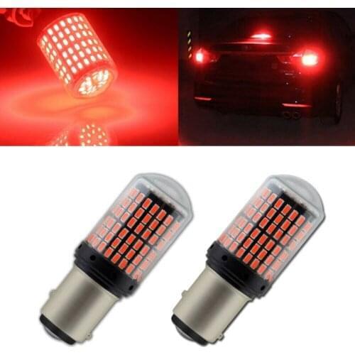 2pcs Red 1157 BAY15D 3014 144smd Red Turn LED Light Car LED Turn Signal Canbus Light Error Free Bulb Red Reversing Brake Lamp