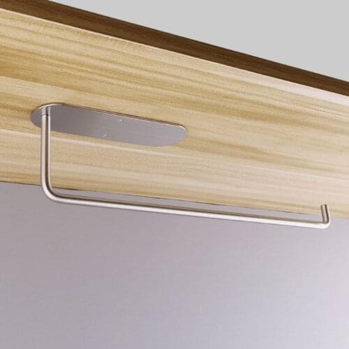 Kitchen Paper Holder 304 Stainless Steel Sliver Adhesive Wall Mounted Toilet Tissue Roll Shelf Bathroom Long Paper Towel Bar