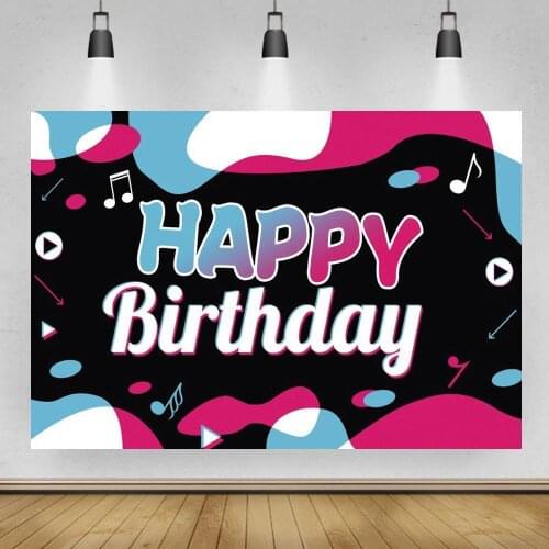 Hot Musical Symbol Video Show Wall Poster Backdrop Happy Birthday Dance Party Decor Blue White Black Photo Background Vinyl