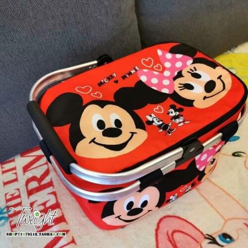 Disney Cartoon Characters Cute Folding Outdoor Insulated Picnic Basket Large Shopping Basket Ice Bag Storage Basket