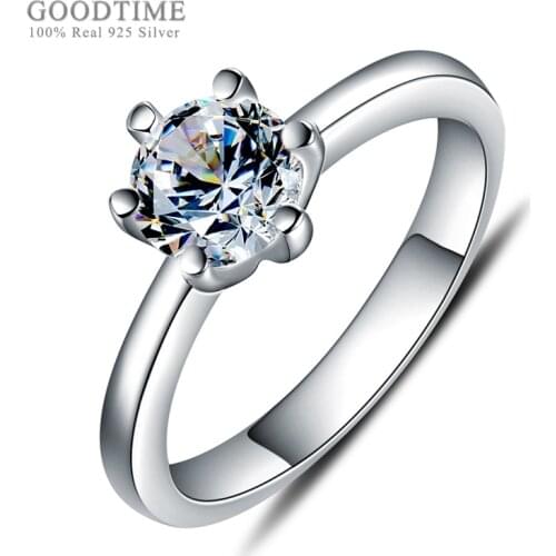 Fashion Jewelry 925 Sterling Silver Ring Wedding bridal Ring Shining Zirconia Finger Rings For Women Wife Jewelry Gift