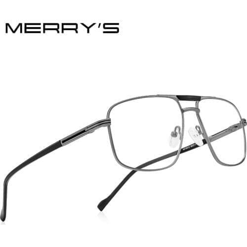MERRYS DESIGN Men Classic Luxury Reading Glasses Titanium Alloy Anti Blue Light Blocking Double Bridge Square Glasses S2012FLH