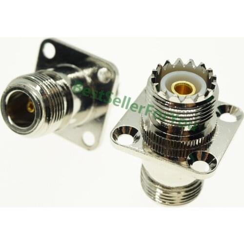 N Female to UHF SO-239 SO239 Female Jack Straight Flange Adapter RF Connector