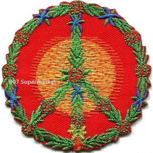 Peace sign hippie boho retro flower power love hippy motorcycle MC biker emo punk rockabilly applique iron on patch Wholesale