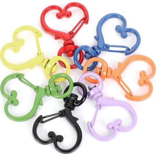 New 10 Pcs 34x23mm Love Heart Metal Key Holder Split Rings Connectors For Jewelry Making DIY Keychain Keyring Accessories Findin