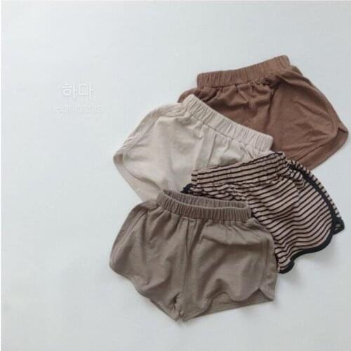 2021 new style girls boys striped shorts summer cotton linen fashion kids shorts