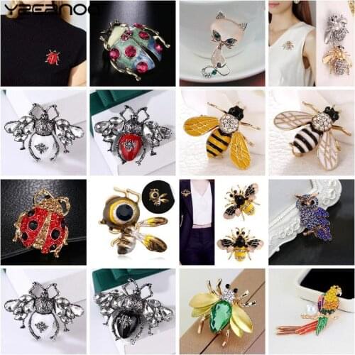 Wholesale 31 Styles Crystal Insect Brooch Beetles Brooches Pin Fashion Brooch For Women Pins Scarf Clip Jewelry Broach