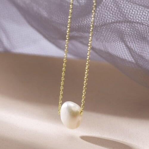 925 Sterling Silver Baroque Natural Pearl Pendants Necklace Simple Wild Elegant Charm Necklace Women Jewelry Femme Kolye Collare