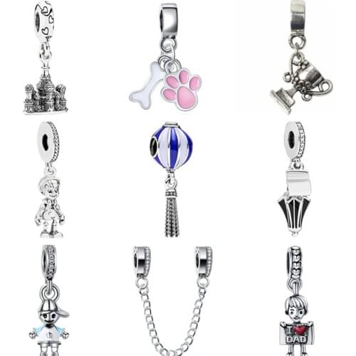 Punk Long Alloy Castle Butterfly Baby Boy Panda Hearts Pendants Beads Fit Pandora Charms Bracelets Pulsera for Women DIY Perles