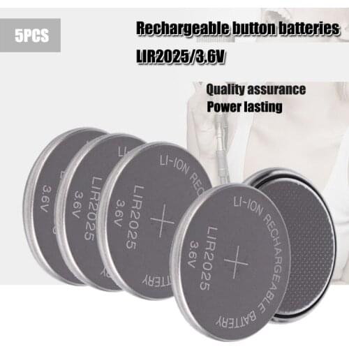 5PCS New LIR2025 Li-ion Rechargeable Battery 3.6V Lithium Button Batteries for Watch Computer Replaces LIR 2025 CR2025/ML2025