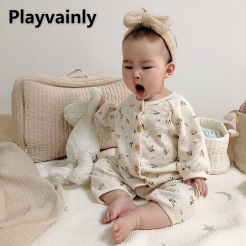 2021 Korean Style New Summer Kids Girls Boys Pajamas 2-pcs Sets Waffle Floral Top + Pants Casual Baby Kids Clothes E3034