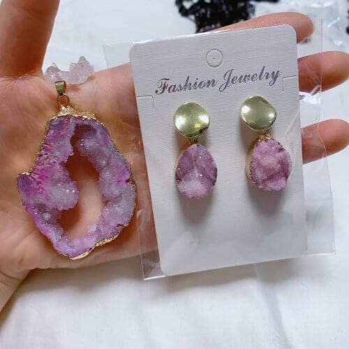 Natural Agates Pendants Irregular Gravel Pendant Necklace for Women Girl jewelry Gift