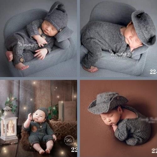 Newborn Photography Props Costume Baby Boy Clothing Hat Infant Photo Shoot Bodysuit Studio Bebes Accesorios Recien Nacido