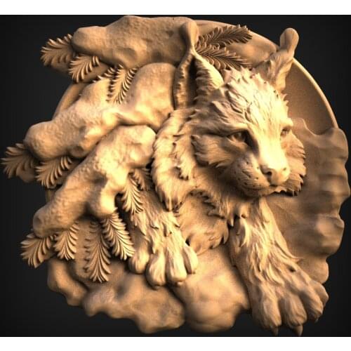 STL Relief model animal decor round plate 3D STL Model for CNC Router Carving Machine Artcam aspire_Animal round decoration
