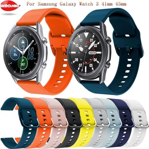 Fashion Sport 20mm/22mm Silicone Wrist Band For Samsung Galaxy Watch 3 45mm 41mm smartwatch band Bracelet Accessories wriststrap