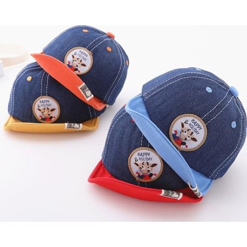 Spring Summer Lovely Cartoon Pattern Toddler Baby Baseball Caps Autumn Soft Brim Denim Kids Boys Girls Sun Hats