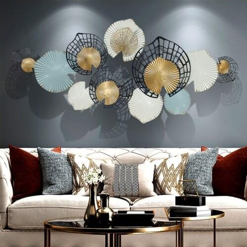 Nordic Ins Luxury Wrought Iron Wall Mural Decoration Office Club 3D Wall Sticker Crafts Home Livingroom Wall Hanging Accessories