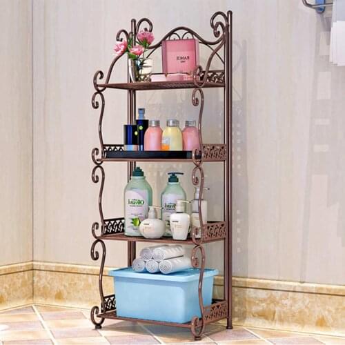 Nordic Style 3/4/5 Tiers Folding Iron Kitchen Organizer Multi-use Bathroom Bedroom Rack Standing Book Shelf Home Decor 3 Colors