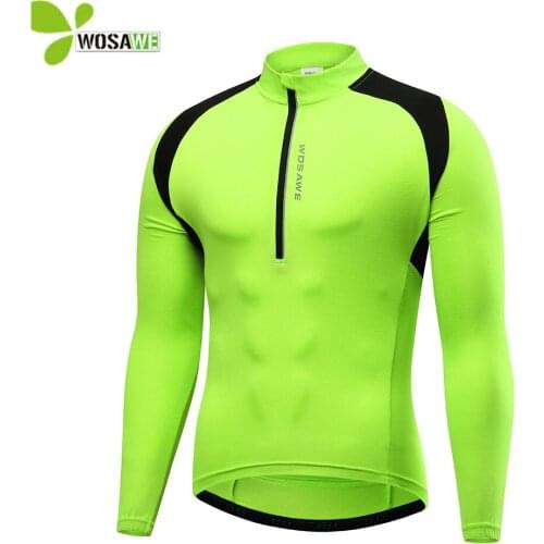 WOSAWE Half Zipper Cycling Jersey Outdoor Sports Running Clothing Reflective Bike Shirts Bicycle MTB Long Sleeve Base Jerseys