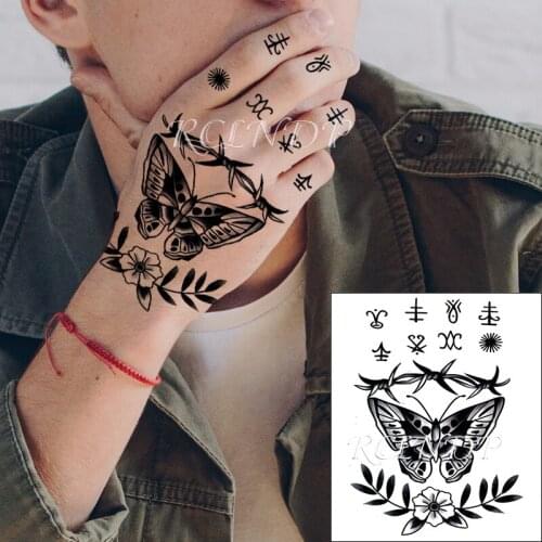 Waterproof Temporary Tattoo Sticker Butterfly Flowers Fake Tatto Flash Tatoo Hand Size Art Tattoos for Boy Women Men