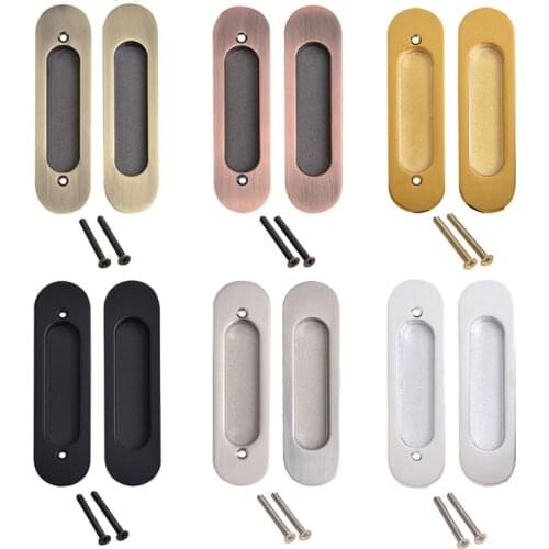 Sliding door embedded handle zinc alloy bronze recessed handle a pair hidden handle