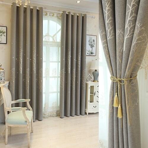 Curtains for Living Room Bedroom Modern Minimalist Jacquard Curtain Fabric Flannel Blackout Drapes/Curtains, Curtains