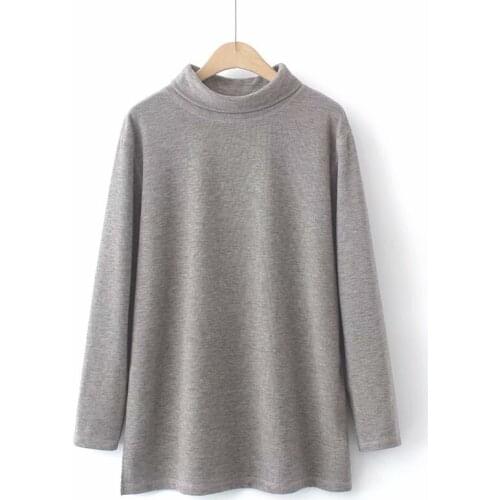 Plus size womens clothing large 2021 fashion autumn winter black Khaki Womens t-shirt turtleneck long sleeve t-shirts woman