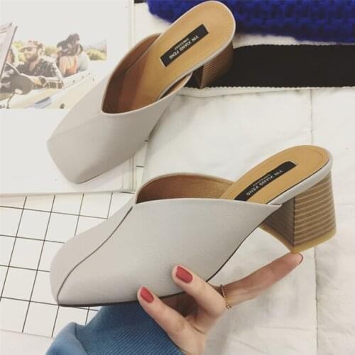 2021 Summer Spring New Style Sandals Womens Sexy Fashion Retro Square Head and Square Root High Heels Size 35-40