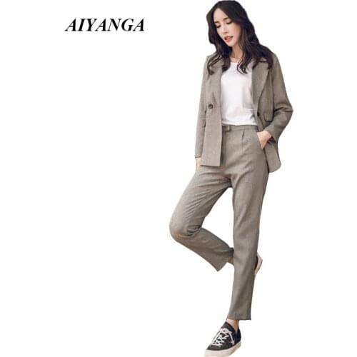 New OL Women pants suits 2018 Autumn Blazes For Women 2 Pieces Fashion Casual Ladies Suits Office Ladies Thick Suit XS S M L XL