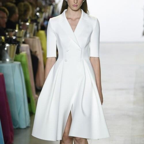 Blazer Dress Runway Designer Women Suit Jacket Elegant High Quality Luxury Brand Formal Ladies Office Wear White Midi Dresses