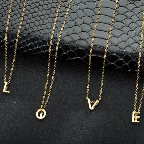 2020 Fashion Stainless Steel Square Zircon 26 Letter Pendant Necklace For Women Charm Women Initial Clavicle Necklace Jewelry