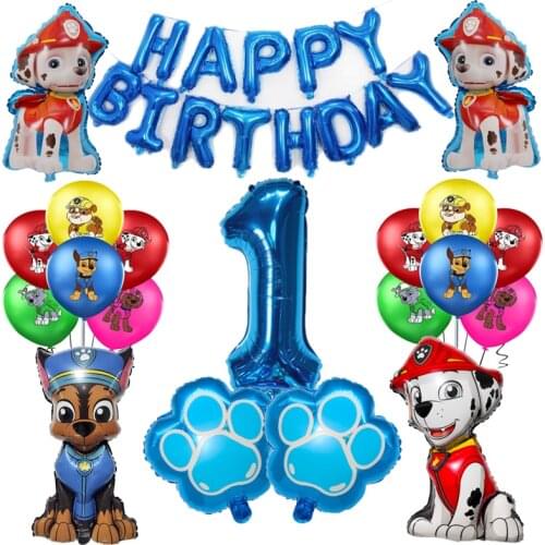 1 set Paw patrol Dog toy balloon Chase Marshall boy girl Cartoons Birthday party supplies decoration Childrens gift set