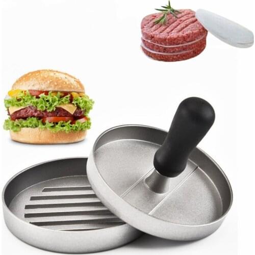 1 Set Round Shape Hamburger Press Aluminum Alloy 11 cm Hamburger Meat Beef Grill Burger Press Patty Maker Mold