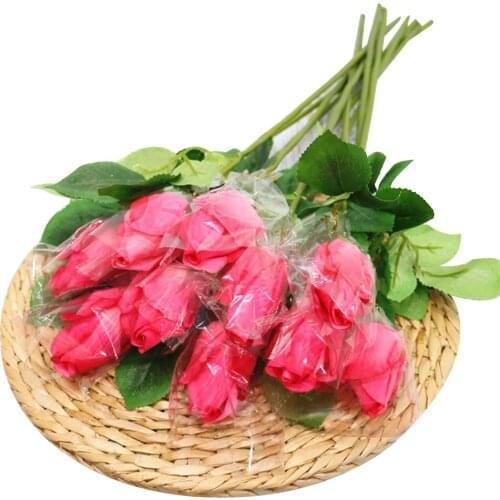 10pcs/lot single branch real touch rose bud simulation rose flower aritifical silk home decor wedding decoration flower