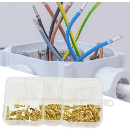 150Pcs 2.8/4.8/6.3MM Wire Terminals Connectors Cold Pressed Quick Connecting Wire Lugs Assorted Kit for Butt Connectors