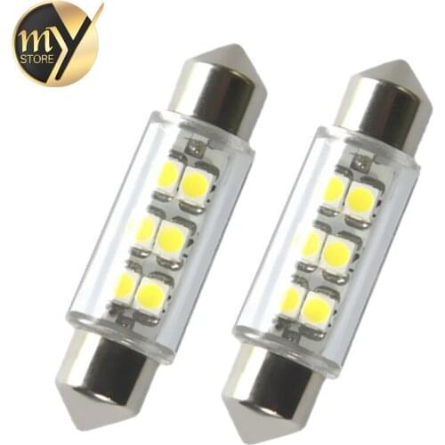 2pcs 39mm 6 SMD Pure White Dome Festoon Interior 6 LED Car Light Bulb Lamp Interior Lights C5W Led