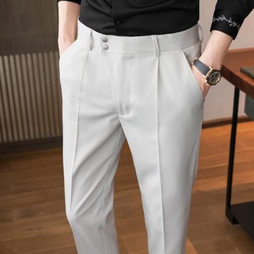 2021hombres de Pantalones Casual coreano Slim Fit pantalones de traje de Social pantalones