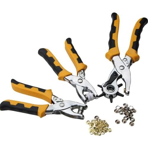 3 Pcs Leather Belt Hole Punch Plier Circle Card Cut Puncher Revolve Sewing Machine Bag Setter Tool Set For Household Leather DIY