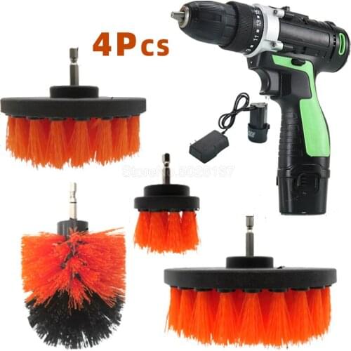 4PCS Drill Brush Power Scrubber Bathroom Surfaces Tub Shower Tile And Grout All Purpose Cleaning Kit Scrub For Cordless