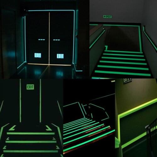 5M Glow In Dark Luminous Tape High Quality Night Vision Wall Sticker Self Adhesive Fluorescent Warning Tape Emergency Sticker
