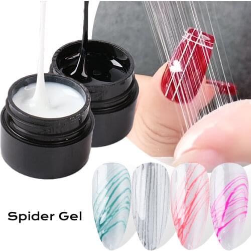 6ml Wire Drawing Gel Nails Polish Spider Web Varnish Painting Liner DIY Design Black White Lacquer Silk UV Glue Manicure NT1615